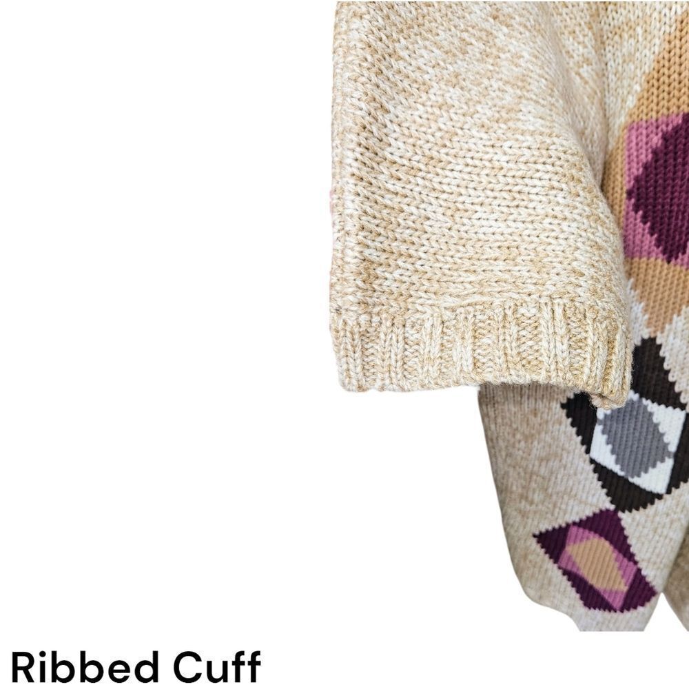 Angel Ribbons Plus Size Multi- Color Diamond shape Open Cardigan NEW 16/18 PLUS - Picture 7 of 12